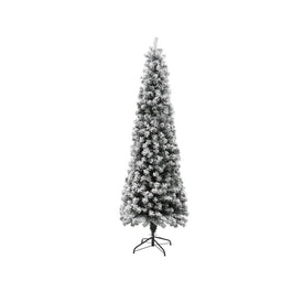7' Pre-Lit LED Artificial Flocked Slim Fir Christmas Tree