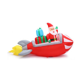 7' Inflatable Santa On Rocket Ship with LED Lights