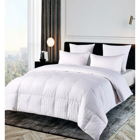 500 Thread Count Cotton Damask Stripe DuraLOFT Down Alternative Extra-Warmth Twin Comforter