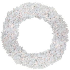 72" Pre-Lit White Commercial Snow White Pine Artificial Christmas Wreath with Clear Lights - OPEN BOX