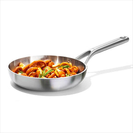 Mira Series Tri-Ply Stainless Steel 8" Uncoated Stainless Steel Open Fry Pan