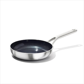 Mira Series Tri-Ply Stainless Steel 8" Open Fry Pan with Ceramic Interior