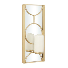 8" x 5" x 18" CosmoLiving by Cosmopolitan Geometric Metal Candle Holder Wall Sconce with Mirror Backing - Gold