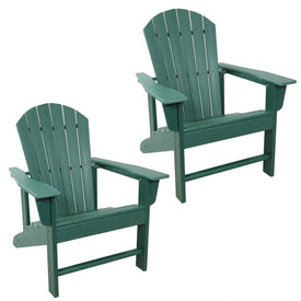 Upright Outdoor Adirondack Chairs Set of 2 - Green