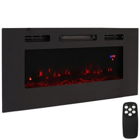 40" Indoor Wall-Mounted/Recessed Electric Fireplace - Black