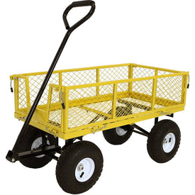 Outdoor Lawn and Garden Heavy-Duty Durable Steel Mesh Utility Wagon Cart with Removable Sides - Yellow