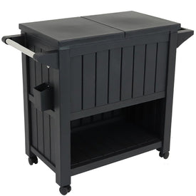 Rolling Patio Serving Cart with Prep Table, Cooler, and Storage - Phantom Gray