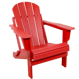 All-Weather Portable Foldable Outdoor Adirondack Chair - Red