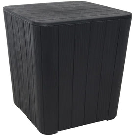Faux Wood Design Outdoor Side Table with 11.5-Gallon Storage - Phantom Gray