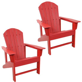 Upright Outdoor Adirondack Chairs Set of 2 - Red