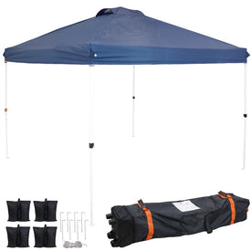 Premium 10' x 10' Pop-Up Canopy with Rolling Carry Bag and Sandbags - Dark Blue