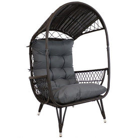 Shaded Comfort Wicker Outdoor Egg Chair with Legs - Gray