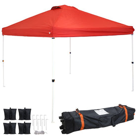 Premium 12' x 12' Pop-Up Canopy with Rolling Carry Bag and Sandbags - Red