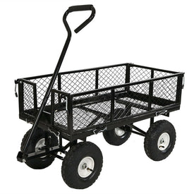 Outdoor Lawn and Garden Heavy-Duty Durable Steel Mesh Utility Wagon Cart with Removable Sides - Black