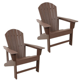Upright Outdoor Adirondack Chairs Set of 2 - Brown