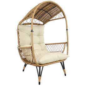 Shaded Comfort Wicker Outdoor Egg Chair with Legs - Beige
