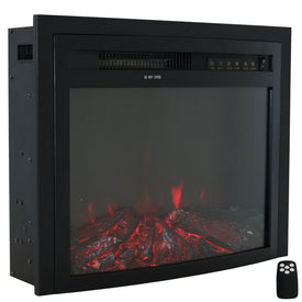 23" Contemporary Comfort Indoor Electric Fireplace Recessed Insert with LED Lights - Black Finish