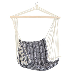 Polycotton Fabric Padded Outdoor Hanging Hammock Chair with Hardwood Spreader Bar - Boho Print