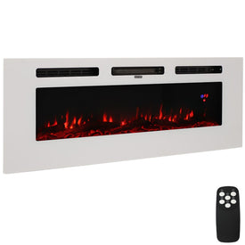 50" Indoor Wall-Mounted/Recessed Electric Fireplace - White