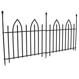 Gothic Arch-Style 6' Two-Piece Outdoor Lawn and Garden Metal Decorative Border Fence Panel Set - Black