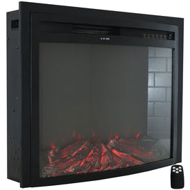28" Cozy Warmth Indoor Electric Fireplace Recessed Insert with LED Lights - Black Finish