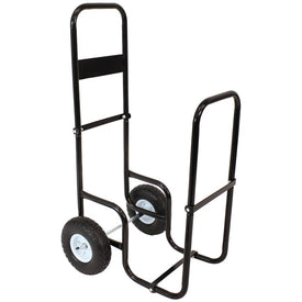 Rolling Indoor/Outdoor Steel Firewood Log Cart Carrier with Wheels - Black
