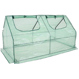 Outdoor Portable Mini Greenhouse with Double Zipper Doors and Cover - Green