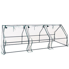 36" Slanted Top Outdoor Portable Mini Cloche Greenhouse with Zipper Doors - Clear