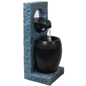Peaceful Rain Electric Outdoor Water Fountain - Gray and Black