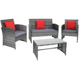 Ardfield Four-Piece Patio Conversation Furniture Set with Loveseat, Chairs, and Table - Gray and Gray