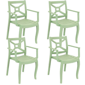 Tristana Polypropylene Stackable Outdoor Patio Arm Chairs Set of 4 - Green