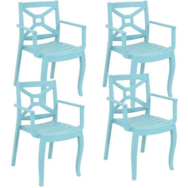Tristana Polypropylene Stackable Outdoor Patio Arm Chairs Set of 4 - Blue