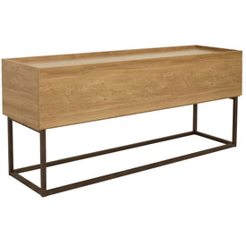 Industrial-Style MDP Indoor Sideboard Buffet Table with Powder-Coated Steel Frame - Brown
