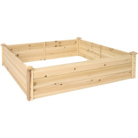 48" Square Outdoor Wood Raised Garden Bed - Brown