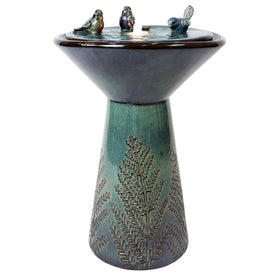 Gathering Birds Ceramic Outdoor Fountain with LED Lights