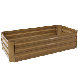 48" x 11.75" Raised Hot Dip Galvanized Steel Rectangle Garden Bed - Brown