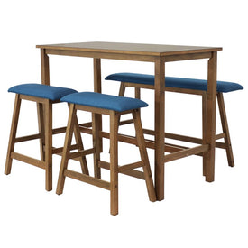 Indoor Counter-Height Dining Table Set with 2 Cushioned Stools and 1 Cushioned Bench - Weathered Oak Finish