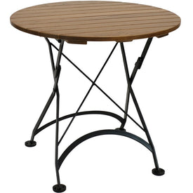 32" Chestnut Wood Portable Folding Round Indoor/Outdoor Bistro Table - Brown