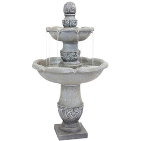 50" French Garden Design Two-Tier Electric Fiberglass-Reinforced Concrete Outdoor Water Fountain - Dusty Gray
