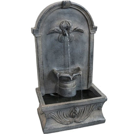28" French-Inspired Design Electric Fiberglass-Reinforced Concrete Outdoor Wall-Mount Water Fountain