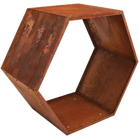 30" Hexagon Honeycomb Indoor/Outdoor Heavy-Duty Steel Firewood Log Rack Holder - Oxidized Rust