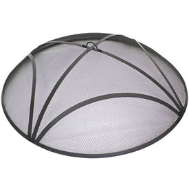 40" Round Heavy-Duty Reinforced Steel Outdoor Fire Pit Spark Screen with Ring Handle - Black