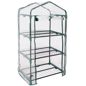 Three-Tier Outdoor Portable Growing Rack Greenhouse with Roll-Up Door - Clear