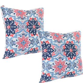 16" x 16"Square Indoor/Outdoor Polyester Throw Pillows Set of 2 - Red and Blue Floral