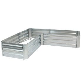 59.5" Outdoor Galvanized Steel L-Shaped Raised Garden Bed - Silver