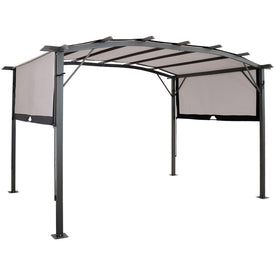 9' x 12' Metal Arched Pergola with Retractable Canopy - Gray