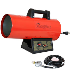 40,000 BTU Outdoor Forced Air Portable Propane Heater with Auto Shut-Off - Red and Black