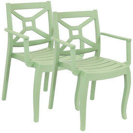 Tristana Polypropylene Stackable Outdoor Patio Arm Chairs Set of 2 - Green