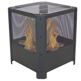 Grelha 16" Square Outdoor Steel Fire Pit with Grilling Grate - Black