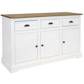 Pine Three-Door Three-Drawer Sideboard Cabinet - White
